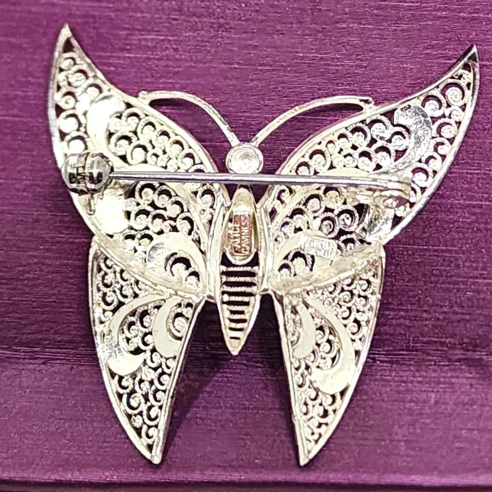 Vintage Sterling Silver ALICE CAVINESS Filigree Butterfly Germany Pin Brooch